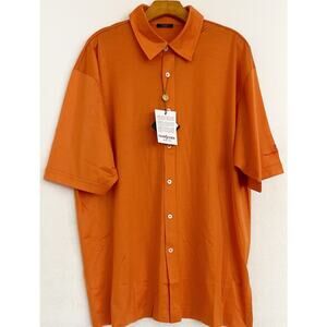 Men's Casual Short-Sleeve Button-Down Shirt - Orange